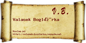 Valasek Boglárka névjegykártya